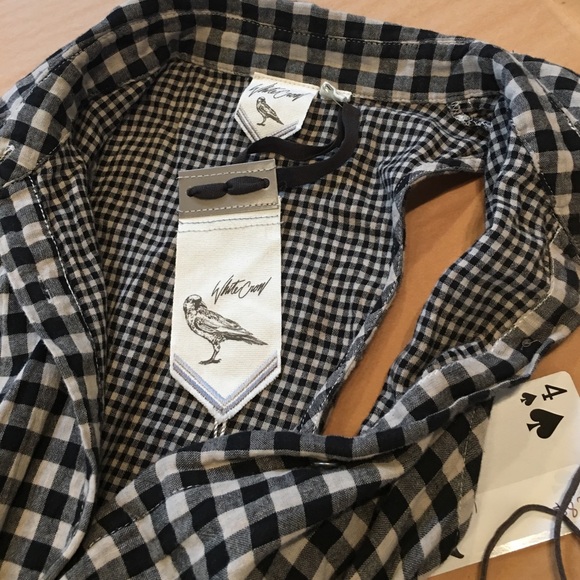 NWT MAXI  by white crow, leather tie belt black & taupe check, button up. - Picture 8 of 10